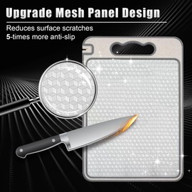 Stainless Steel Chopping Board, Double Sided Cutting Board for Kitchen, Non-Slip Scratch, 304 Food-Grade Stainless Steel/Wheat Straw PP Chopping Board for Meat Fruit, Vegetable, 37 x 25cm