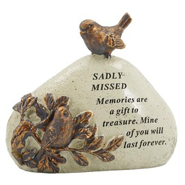 Sadly Missed Robin Bird Memorial Graveside Stone Plaque Ornament