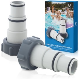 Villkin Adapter (Pack of 2) Type A Compatible with Intex Pools with 32 mm and 38 mm Connection (Standard, Grey)