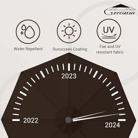 Greesum 9FT Patio Umbrella with Push Button Tilt and Crank, Outdoor Table Umbrella with 8 Sturdy Ribs, Market Table Parasol for Garden, Lawn, Backyard & Pool, Without Base, Brown