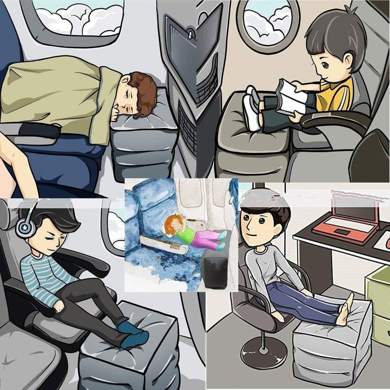 Footrest Airplane Foot Rest Kids Foot Pillow (Gray)