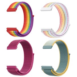JSTHHTT Pack of 4 Quick Release Bracelets, Fabric Breathable Woven Adjustable Replacement Strap, Nylon, No Gemstone
