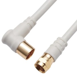 DX Antenna TV Antenna Cable, 16.4 ft (5 m), Firmly Connected, Screw Type F Plug, One-Touch Connection, L-Shaped Plug [Supports 2K 4K 8K (3224MHz)], High Shielded Low Loss Cable, White EC-4W5FLWH(H)