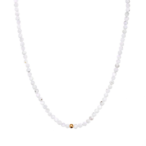 BERGERLIN Genuine Natural Stone Necklace with 925 Sterling Silver Pearl