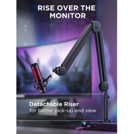 InnoGear Mic Boom Arm Microphone Stand Cable Management for Blue Yeti FIFINE AM8 K669B HyperX QuadCast S SoloCast AT2020 Shure SM7B MV7 and Other Microphone
