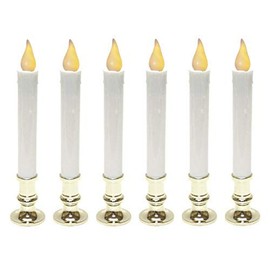 Gerson 9 inch battery operated candolier candle lamp with timer,Aluminum, 6 pack