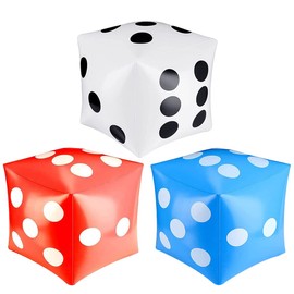 3 Pcs Jumbo Inflatable Giant Dice for Indoor and Outdoor Broad Game, Ludo and Pool Party(White, Blue, Red)