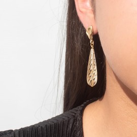 NILUXE DESIGN -Lange goldene Ohrringe für Damen - Tropfenförmige Ohrringe - Hängende Ohrringe für Damen aus Gold und Harz - Goldene Ohrringe für Damen aus Zamak - Geschenk zum Muttertag