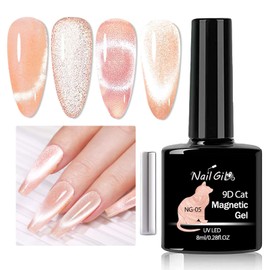 NAILGIL Cat Eye Gel Nail Polish with Magnet, Jelly Nude Cat Eyes Gel Polish Galaxy Soak off Holographic Cats Eye Gel Polish Magnetic for Nail Art Manicure Salon DIY at Home- 05