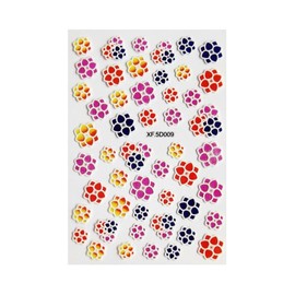 Colorful Embossed Rose Flowers Periwinkle Mallow 3D Nail Sticker 5D009 Nail Wraps Stickers Manicure Supplies for Women Nails Full Long Lasting Easy Apply and Remove