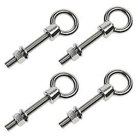 Shoulder Eye Bolts Hook Bolt - Stainless Steel Type 316-14'' x 3-18''L - 4 Pack