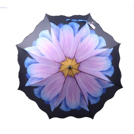 Susino 7116 Romantic Automatic Umbrella with Flowers, Women's Umbrella, Lady Flower Umbrella (Overlook, Cover Stitch), blue