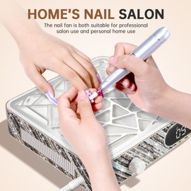 CHRISTINE SHELLY CHRISTINE SHELLY Nail Dust Collector, Powerful Vacuum Fan Vent Dust Collector Extractor Dust Suction Machine for Acrylic Nails Polishing, Nail Salon, Zebra Diamond