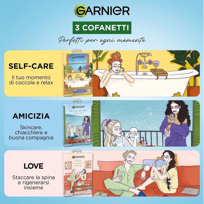 Garnier Cofanetto Maschere Viso in Tessuto – 5 Maschere per