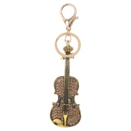 WOFASHPURET Crystal Violin Keychain Shiny Violin Keychain Rhinestone Musical Instrument Pendant Bag Ornament Hanging Metal Keychain