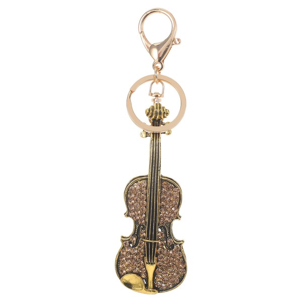 WOFASHPURET Crystal Violin Keychain Shiny Violin Keychain Rhinestone Musical Instrument
