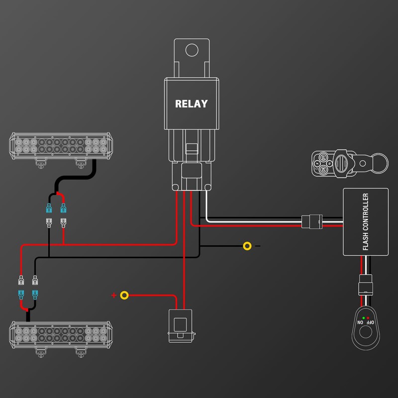 RIGIDON Work Light Wiring Harness Cable Set Relay Adapter for