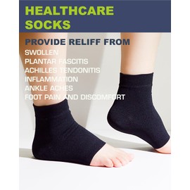 Panfurco Compression Ankle Support Sleeves Relieve Ankle Pain,— Lightweight, Breathable, Ideal for Plantar Fasciitis, Neuropathy functional Socks - Women & Men(L, Black)
