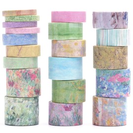 Songdao 20 Rolls Vintage Washi Tape Set Retro Arts Adhesive Tapes Fleeting Monologue Decorative Masking Tape Sets for Craft, Kids, Scrapbook, DIY, Gift Wrapping (Silence in Paintings)