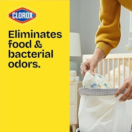 Bolsas de basura con cordón pequeño Glad con Clorox™, bolsas de basura grises de 4 galones, aroma a lejía fresco a limón, 34 unidades