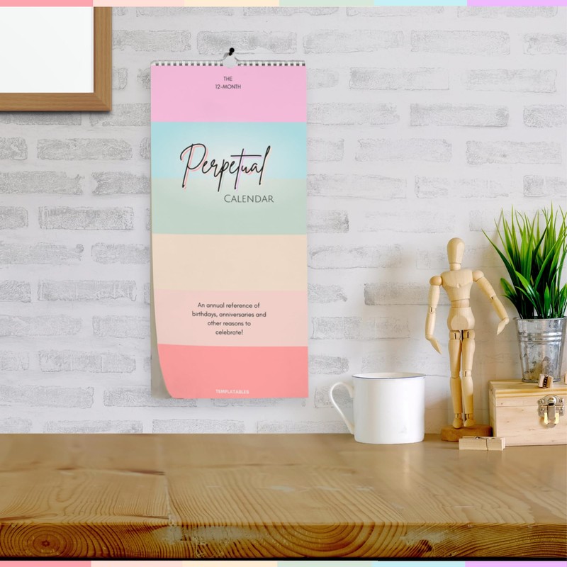 Perpetual Monthly Wall Calendar for Birthdays, Anniversaries & Special Dates
