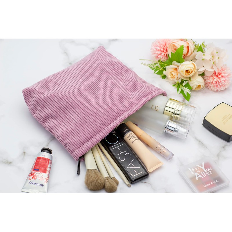 PAZIMIIK Makeup Bag Large Zipper Corduroy Make Up Pouch for