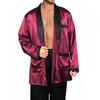 Maazusa Men Red Silk Robe jacket and Black Pants, Hugh
