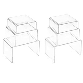 Acrylic Display Risers - 6 Sets U-Shaped Stand, Clear Acrylic Risers for Figures, Cupcakes, Buffets, Jewelry Etc (3 Sizes)