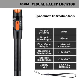 Visual Fault Locator,10-20KM VFL Fiber Optic Tester Kit - Include Single Mode 9/125um FC Male to LC Female Adapter, VFL for Fiber Network Cable Test