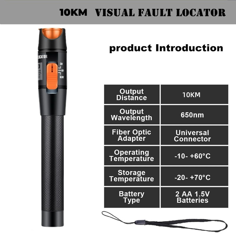 Visual Fault Locator,10-20KM VFL Fiber Optic Tester Kit - Include