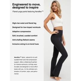Conceited Active Yoga Pants for Women – High-Rise Flared Leggings for Women, with Soft Sueded Fabric, Sculpting Fit, and Stretch Flexibility – Perfect for Yoga & Daily Comfort - Black - L