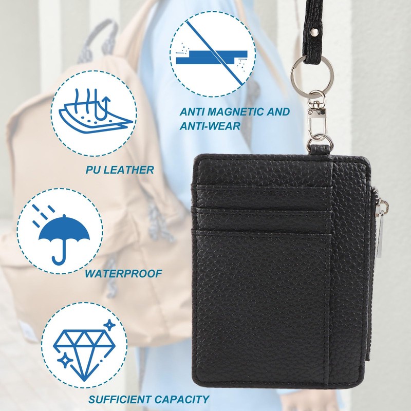 DXLing Leather Mini Wallet Credit Card Holder for Men, Card