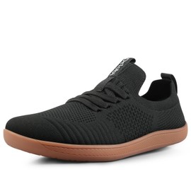 BUHCFBO Non Slip Work Shoes for Men Food Service Slip On Chef Kitchen Shoes Wide Toe Box Work Shoes Restaurant Slip Resistant Hospital Walking Zero Drop Sneakers, Black, 11 Wide