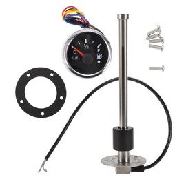 A ABSOPRO Fuel Sending Unit and Gauge Kit 9.06" Length Boat Fuel Sending Unit Marine Fuel Sender Unit Metal Silver Tone Black 1 Set 0-190 Ohm