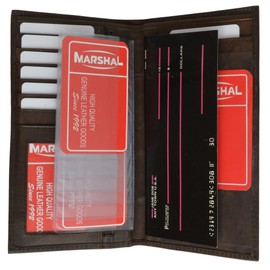 Brown Real Genuine Leather Slim Checkbook Cover Organizer Wallet Men Women