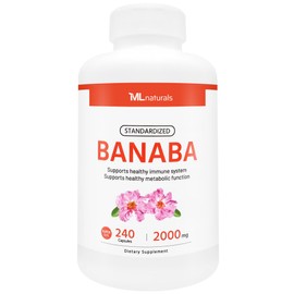 ML Naturals Standardized Banaba 2000 mg 240 Vegetable Capsules. Supports Healthy Immune System and Metabolic Function. Non-GMO.