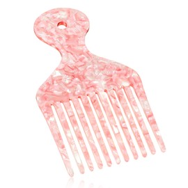 Wide Tooth Hair Pick Comb for Curly Hair, Pink Hairs Picks for Women Long Tooth Hairs Comb for Long Thick Curly Hai Detangling Lifting Combs for Women Men Anti Static Hai Styling Tool, 4.8 Inches