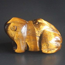 1.6'' Hand Carved Mixed Gemstone Crystal Frog Figurine Animal Carving (Golden Tiger Eye)