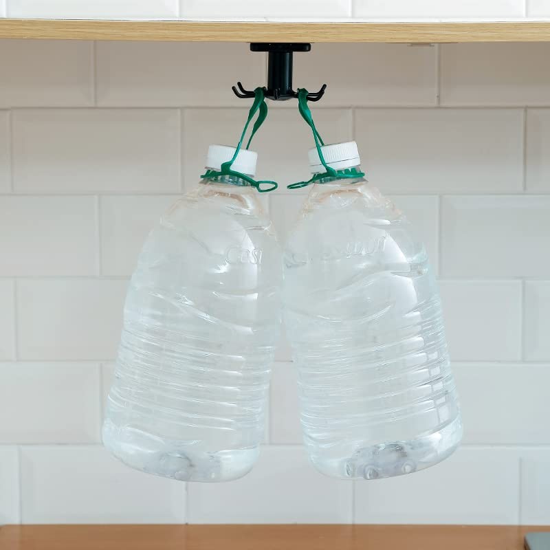 EigPluy 2pcs Under Cabinet Kitchen Utensil Hooks,360° Rotating Drilling Free