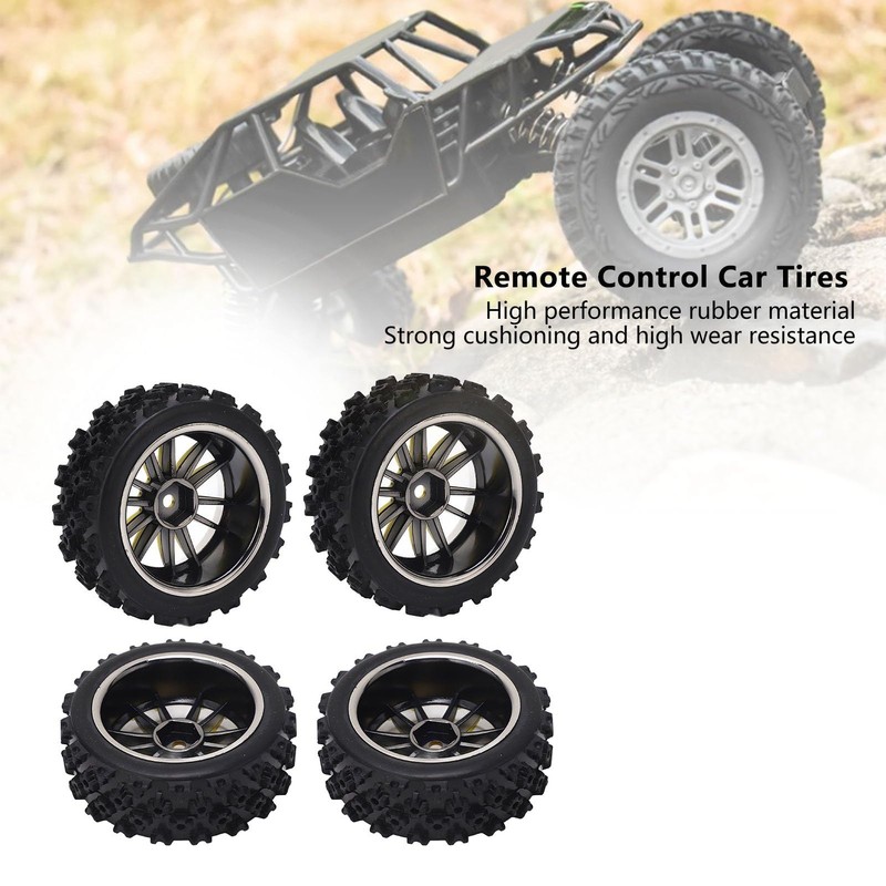 NIZUUONE 4-Piece RC Car Tyres Gold Star Shape 12 Hole