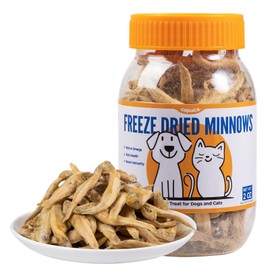 Freeze Dried Minnows Cat Treats - All Natural High Protein Dog Treats Rich in Omega-3 Grain-Free Single Ingredient Pet Training Treats Food Topper for Joint Skin Coat Health (About 80-90 Minnows)