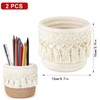 URCHUZE Boho Macrame Pen Holder Set, 2 Pieces, Desk Organiser
