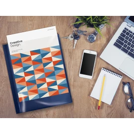 12 Pocket Bound Presentation Book, Blue with Clear View Front, 24 Sheet Protector Pages, 8.5" x 11" Sheets, by Better Office Products, Art Portfolio, Durable Poly Covers, Letter Size, Blue