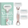 Gillette Venus Deluxe Smooth Sensitive Women's Razor + 3 Razor Blade Refills, with Rose Gold Metal Handle, Lubrastrip with A Touch of Aloe Vera