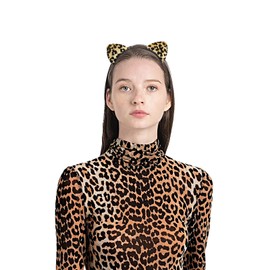 COLOFALLA Leopard Ears Headband with Leopard Print Temporary Tattoos Gold Leopard Costume Fancy Dress Accessories (Leopard Ears)