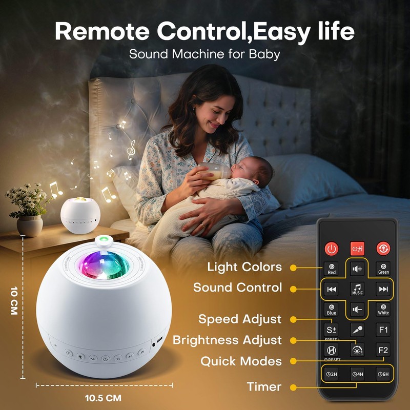 Sound Machine Light Projector, 30 Sleep Sounds for Adult, Bluetooth