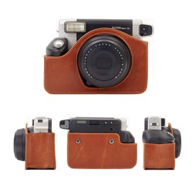 Leebotree Tasche Kompatibel mit Instax Wide 300 Sofortbildkamera, Schutztasche aus Weichem Kunstleder mit Schulterriemen (Braun)