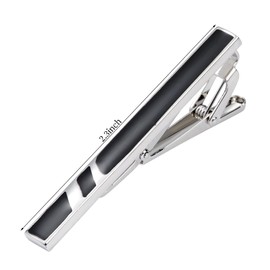 Lystaii 4pcs Tie Tack Pins Tie Clips for Men Father's Day Gift Silver Necktie Bar Pinch Clip Set 2.3 Inch Metal Clasps Business Professional Fashion Designs (spot, 4)