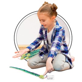 Forest & Twelfth 26” Reversible Flip Sequin Snake Stuffed Animal Toys for Kids, Sensory Fidget Toy, Soft Plush, Cool Room Decor for Girls & Boys (Blue/Green)