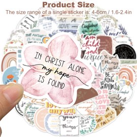 50pcs Bible Stickers Jesus Christian Bible Verse Sticker Vinyl Waterproof Inspirational Decals for Water Bottle Laptop Skateboard Luggage Journaling Scrapbook, Aesthetic Religious Gifts